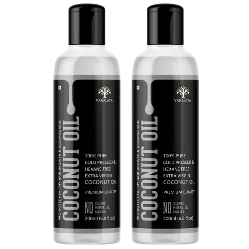 Vanalaya cold Pressed Virgin coconut oil Edible oil for Cooking skin hair and skin (Pack Of 2 X200ml))