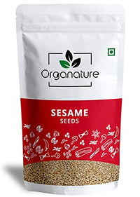 Organature Fresh & Natural White Sesame Seeds (Unhulled) | White Til | Tal | Indian Spices (400 Grams)