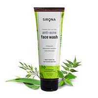 Sirona Anti Acne Face Wash for Men & Women – 125 ml with Neem, Green Tea, Tea Tree Oil & Aloe Vera | for Unclogs pores, Reduces sebum production & Calms inflammation