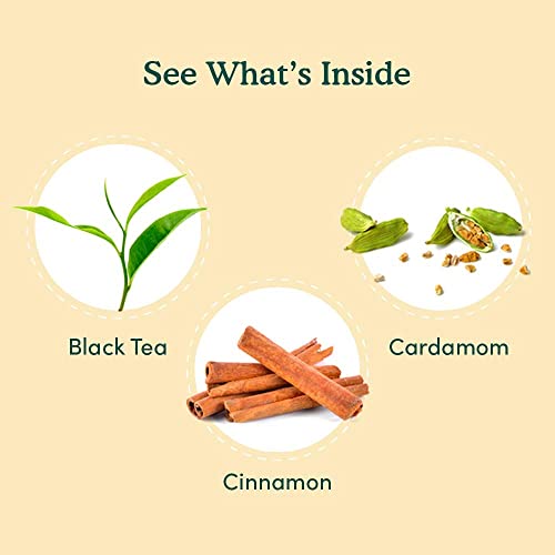 VAHDAM, Organic Sweet Cinnamon Masala Chai - 15 Pyramid Tea Bags | Black Tea, Cinnamon & Cardamom | Real & Whole Ingredients, USDA Certified