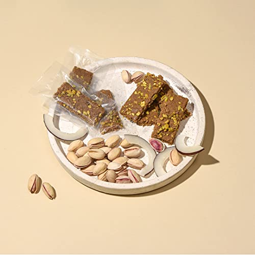 GO DESi - DESi Meetha Pista Coconut Barfi | 300 Grams | 25 Individually Wrapped Pieces | Dry Fruits Sweet | No Refined Sugar | Sweets Indian Mithai