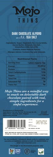 Mojo Bar Thins - 45% Dark Chocolate Almond With Sea Salt (Vegan, Portion Controlled), 100 GM
