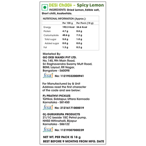 GO DESi Lemon Chaat (Pack of 10), 180gm