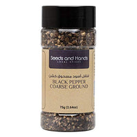 Seeds and Hands Tellicherry Black Pepper Powder Coarse Ground [100% Pure and Natural] Pack of 2 x 75g (150g)