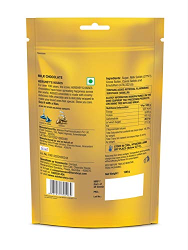 Kisses Hershey's  Milk Chocolate 108gm (Pack Of 1) Pouch, 108g