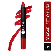 SUGAR Cosmetics - Matte As Hell - Crayon Lipstick -01 Scarlett O'hara (Red) - 3.5 gms - Bold and Silky Matte Finish Lipstick, Lightweight, Lasts Up to 12 hours