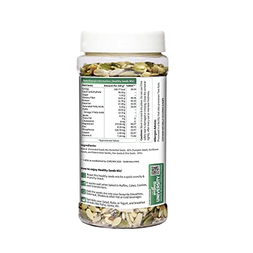 Neuherbs 5 in 1 Healthy seeds mix for weight management, Pumpkin, Sunflower, Watermelon, Flax & Chia Seeds | Improved digestion, Muscle building, healthy heart with Omega-3 & protein support- 200 g Trail mix seeds