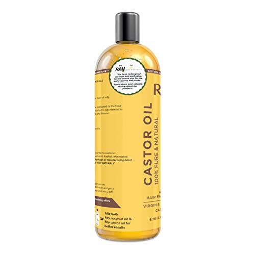 Rey Naturals Cold-Pressed, 100% Pure Castor Oil - Moisturizing & Healing, for Skin, Hair Care, Eyelashes (400ml) - (200ml x 2)