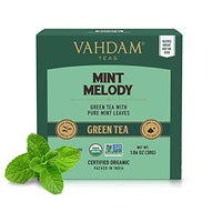 VAHDAM, Organic Mint Green Tea (15 Pyramid Tea Bags) USDA Certified, Non-GMO, 100% Natural Spearmint & Peppermint Leaves | Fresh Mint Green Tea Bags, Long Leaf Green Tea Leaves