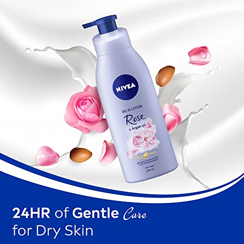 NIVEA Body Lotion, Oil in Lotion Rose & Argan Oil, For Dry Skin, 400ml