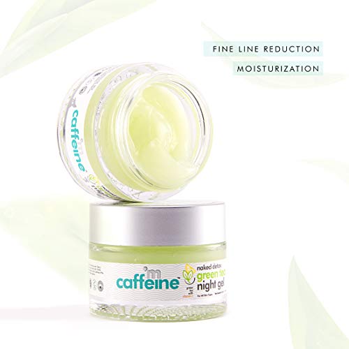 mCaffeine Green Tea Night Gel (50ml) with Vitamin C | Upto 72 Hrs Hydration and Reduces Fine Lines & Dark Spots| Night Cream with Calming Aroma for a Glowing Skin