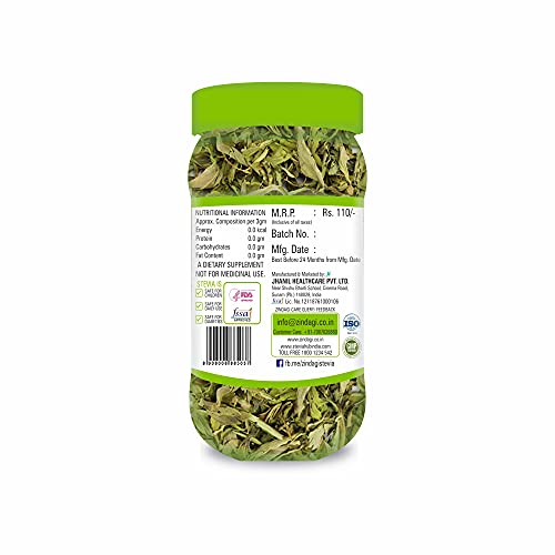 Zindagi Stevia Dry Leaves & Stevia Powder Sachets - Stevia Sugar (Stevia Combo Pack)