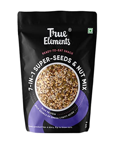True Elements 7 in 1 Seeds and Nut Mix 125g - Seeds for Eating | Roasted Seeds | Mix Seeds for Weight Loss