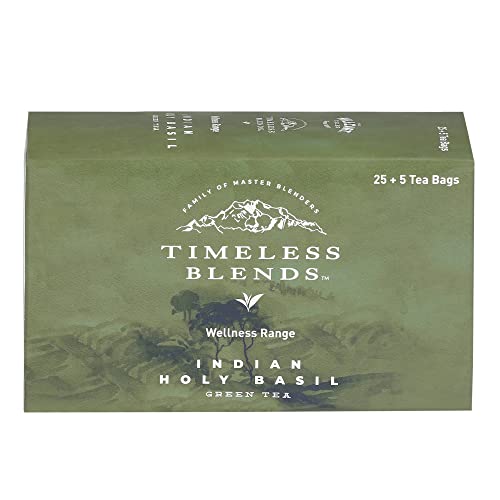 The Hillcart Tales TLB Indian Holy Basil Flavoured Green Tea Bags | 25+5 Teabag Pieces | 60 grms