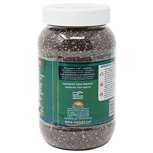 Metztli Chia Seeds, Superfood, Source of Fiber, Gluten-Free, Sugar-Free, Sodium-Free, 13 Oz, Jar