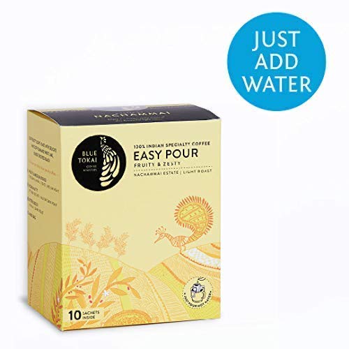 Blue Tokai Easy Pour Coffee Brew Bags | Nachammai Estate | Fruity & Zesty | Light Roast | Pack of 10 | 100% Arabica Specialty Coffee | Just pour hot water