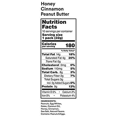 RX Nut Butter Peanut Butter, Honey Cinnamon, Delicious Flavor, 11.3oz Box (10 Count)