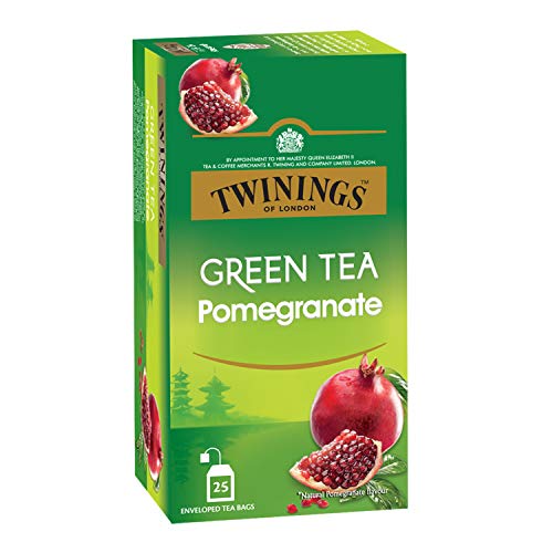 Twinings Green Tea Pomegranate, 25 Teabags, Green Tea, Deep Pink Fruit with The Freshness of Green Tea