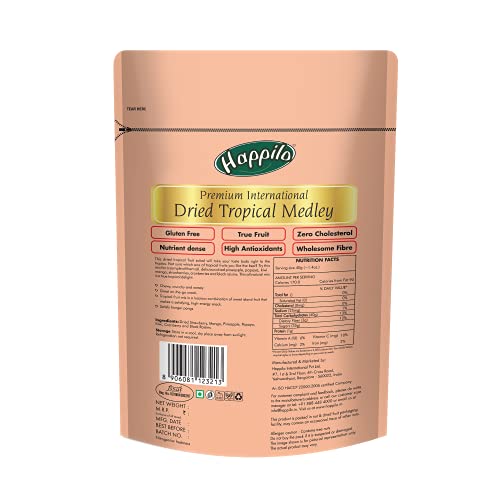 Happilo Premium International Dried Tropical Fruit Medley 200g | Wholesome & Vitamin Rich Healthy Snack | No Artificial Colors, Gluten Free, No Preservatives