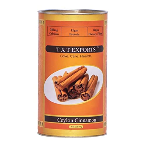 TXT EXPORTS: Ceylon Cinnamon Quills (True Cinnamon/Asli Dalchini Sticks) Double Protection Packaging keeps Cinnamon fresh and aromatic (100gm)