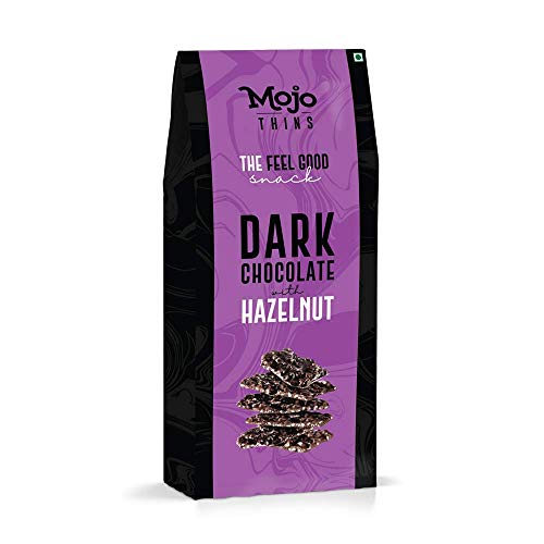 Mojo Bar Thins - 45% Dark Chocolate with Hazelnut (Vegan, Portion Controlled), 100 GM