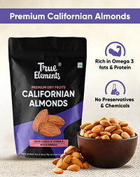 True Elements Californian Almonds 200g - 100% Natural and Clean Dried Almonds | Badam Dryfruits