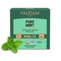VAHDAM, Pure Mint Herbal Tea (15 Pyramid Tea Bags) Caffeine Free, Non-GMO, USDA Organic Ingredients- Peppermint & Spearmint Tea | Mint Tea Bags, Herbal Detox Tea Packed in Eco-Conscious Tea Bags