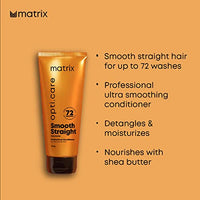 Matrix Opti Care Smooth Straight Professional Conditioner for Ultra Smooth Intensely Moisturized Hair with Shea Butter, Paraben Free, 196g