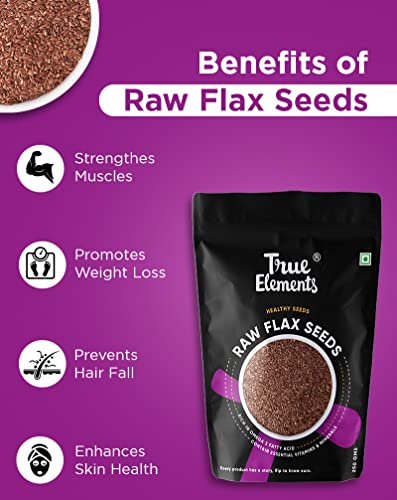 True Elements Flax seeds 250g - Flax Seeds for Hair Growth | Seeds for Eating | Flax Seeds for Weight Loss | Alsi Seeds