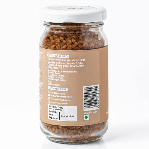 Country Bean Vanilla Instant Coffee Powder | 100% Arabica, Freeze-dried, Flavoured coffee, 50 G (25 Cups)
