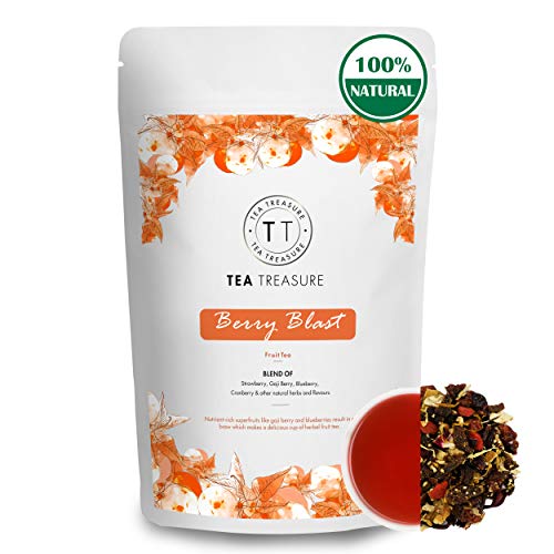 Tea Treasure Berry Blast Tea, Blend of Strawberry, Gojiberry, Blueberry, Cranberry & Other Natural Herbs and Flowers, 100 g