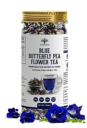 Vanalaya Organic Butterfly Pea Tea From Sun Dried Butterfly Pea Flowers For Stress Relief 25gm