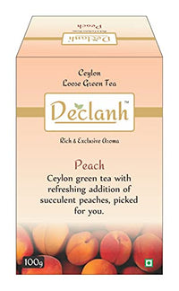 Declanh Ceylon Green Tea Peach, Loose Leaf 100 Grams | Helps in Weight Loss, Stress relief and Improving Metabolism rate |Ceylon Green tea with the refreshing addition of succulent peaches| Rich And Exclusive Aroma