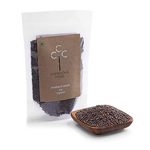 Conscious Food Organic Mustard Seeds | Whole Mustard Blac Indian Spice | Value Pack | Whole Black Sarso - 100g Pack of 4 (100g x 4)