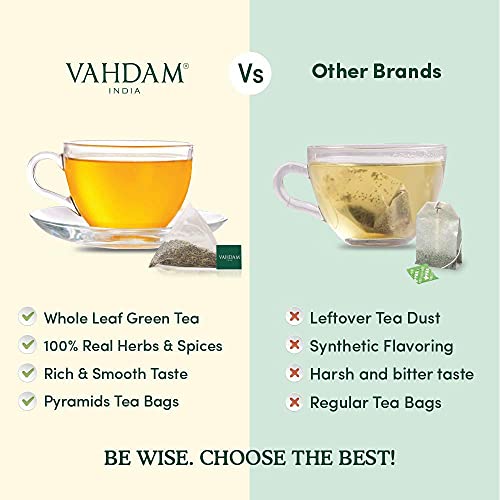 VAHDAM Organic Camomile Green Tea with Imported French Lavender Flowers - 50 Green Tea Bags | USDA Certified Chamomile Tea for Stress Relief and Good Sleep