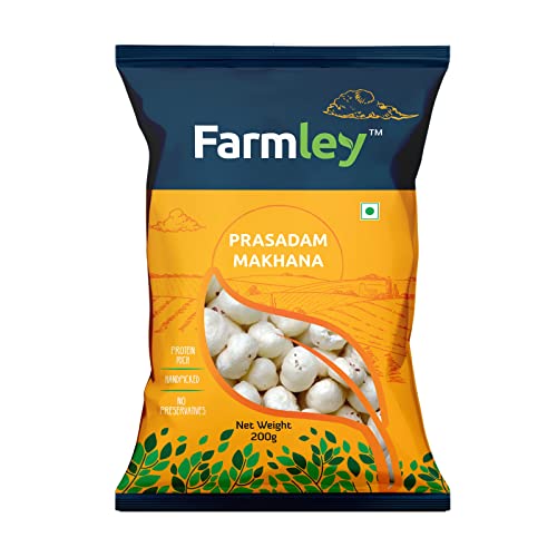 Farmley Prasadam Makhana 200g ( Handpicked, Crispy and Large Size Fox Nuts )