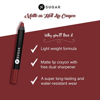 SUGAR Cosmetics - Matte As Hell - Crayon Lipstick -15 Stephanie Plum (Plum Mauve) - 3.5 gms - Bold and Silky Matte Finish Lipstick, Lightweight, Lasts Up to 12 hours
