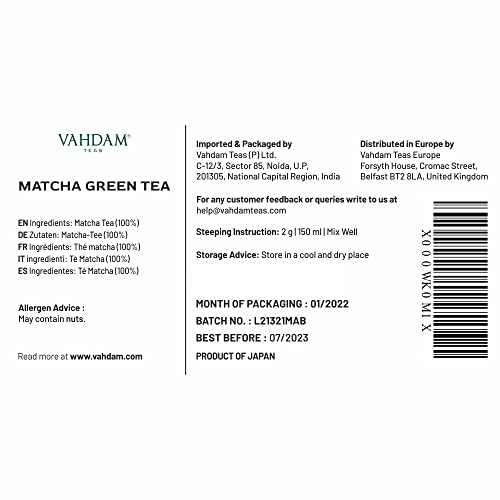 VAHDAM- Certified Japanese Matcha Green Tea Powder - 50 gm (25 Servings) | 100% Pure Authentic Matcha with High ANTIOXIDANTS | Sourced from Uji-Kyoto, Japan