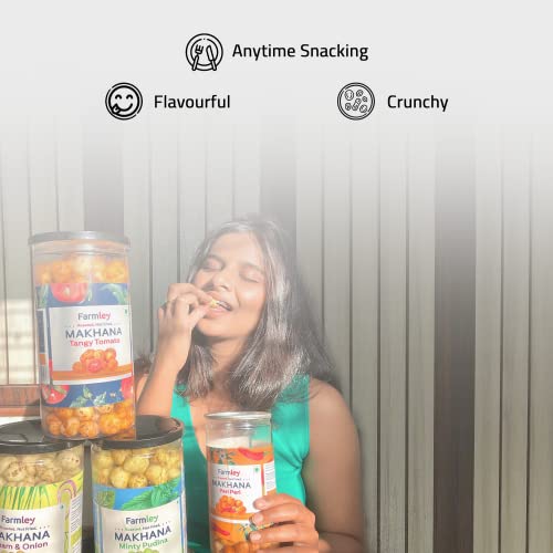 Farmley Roasted Flavored Makhana (Pack of 2) Each 90g, Cream N Onion, 180 Gram