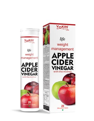 Vokin Biotech World's  First Apple Cider Vinegar -20 Effervescent Tablets Vitamin C for Detox & Weight Management with Green Apple Flavor (Pack of 1)