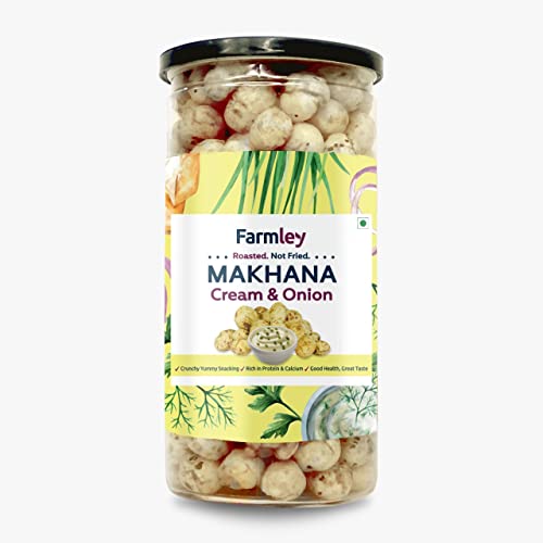 Farmley Roasted Flavored Makhana (Pack of 2) Each 90g, Cream N Onion, 180 Gram