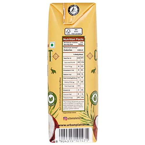 Urban Platter Unsweetened Coconut Cream, 250ml [23% Fat Content]