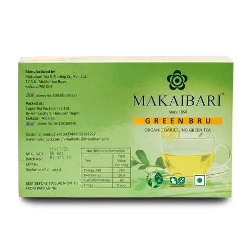 Makaibari Green Bru Darjeeling Green Tea Bags, 100pcs