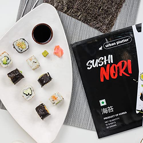 Urban Platter Sushi Nori Sheets (Roasted Seaweed Laver), 10 Sheets / 30 Grams