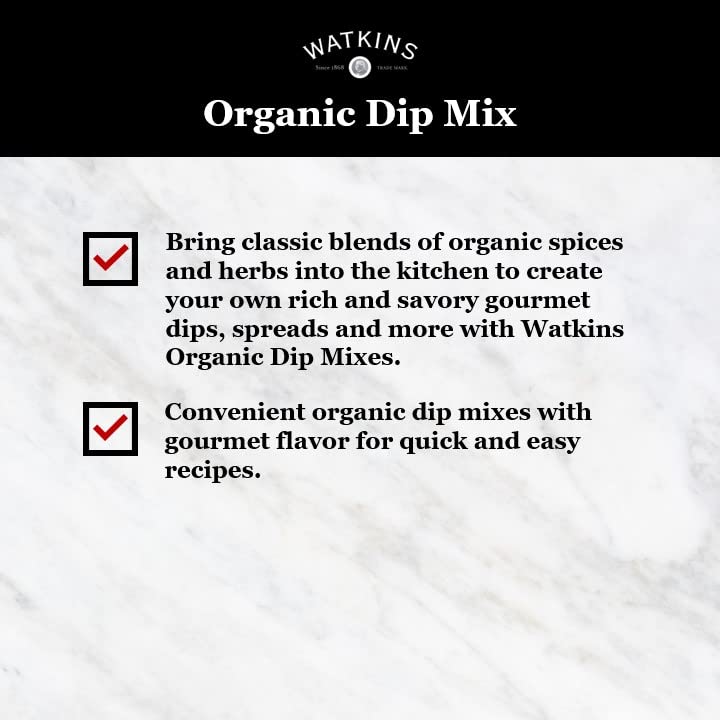 Watkins Organic Gourmet Dip Mix, Garlic & Dill, 0.74 oz. Packets, 12-Pack
