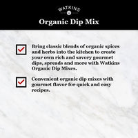 Watkins Organic Gourmet Dip Mix, Garlic & Dill, 0.74 oz. Packets, 12-Pack