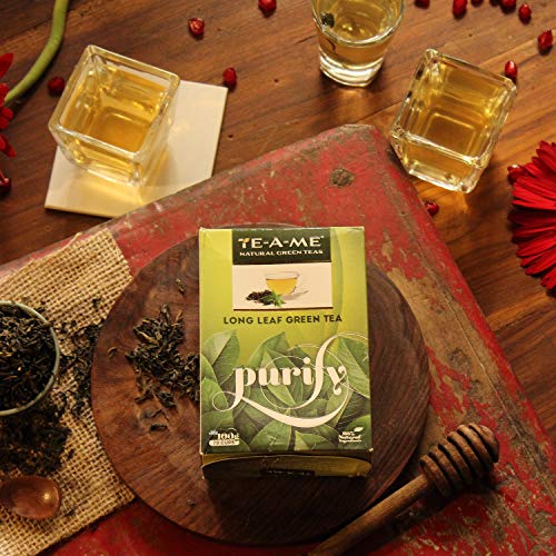 TE-A-ME Purify Long Leaf Green Tea - 200 gms | 100% Natural Ingredients | Zero Calories - Improves Metabolism & Reduces Waist