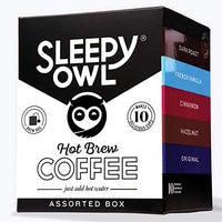 Sleepy Owl Coffee Assorted Hot Brew Bags | 5 Flavours |Hot Brew Coffee |5 Minute Brew - No Equipment Required | 100% Arabica Beans | Set of 10 Bags - Makes 10 Cups