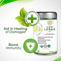 LuvLungs® Lungs Detox for Smokers Organic Green Tea with Mullein Leaf Extract. 50 Grams Pack. Natural and Handmade.