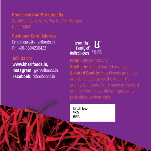 Khari Foods Pure Natural Kashmir Mongra Saffron / Kesar Threads 1g, A+++ Grade / Kumkuma Puvvu / Kungumapoo Original, For Milk, Pregnant Women, Skin